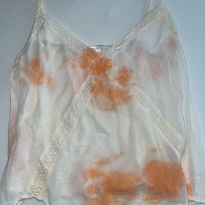 Vestique Boutique White/Orange Tie Dye Tanktop Blouse